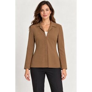 David Warren Camel‎ Brown Blazer Style Long Sleeve Business Casual Top - Size 1